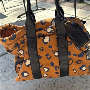3.1 Phillip Lim Leopard Drawstring Carryall Canvas Bag XLarge Purse Duffle